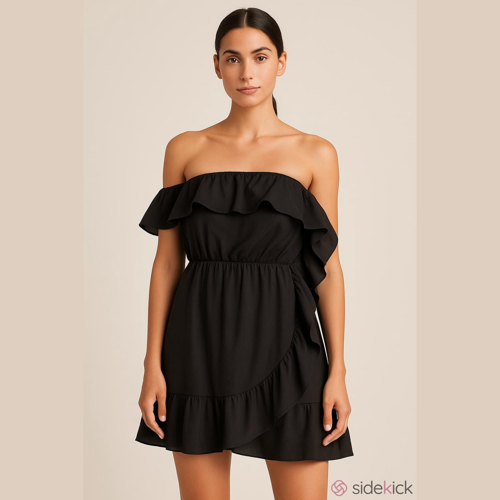 Walter by Walter Baker Black Ruffle Strapless Dress, Size M